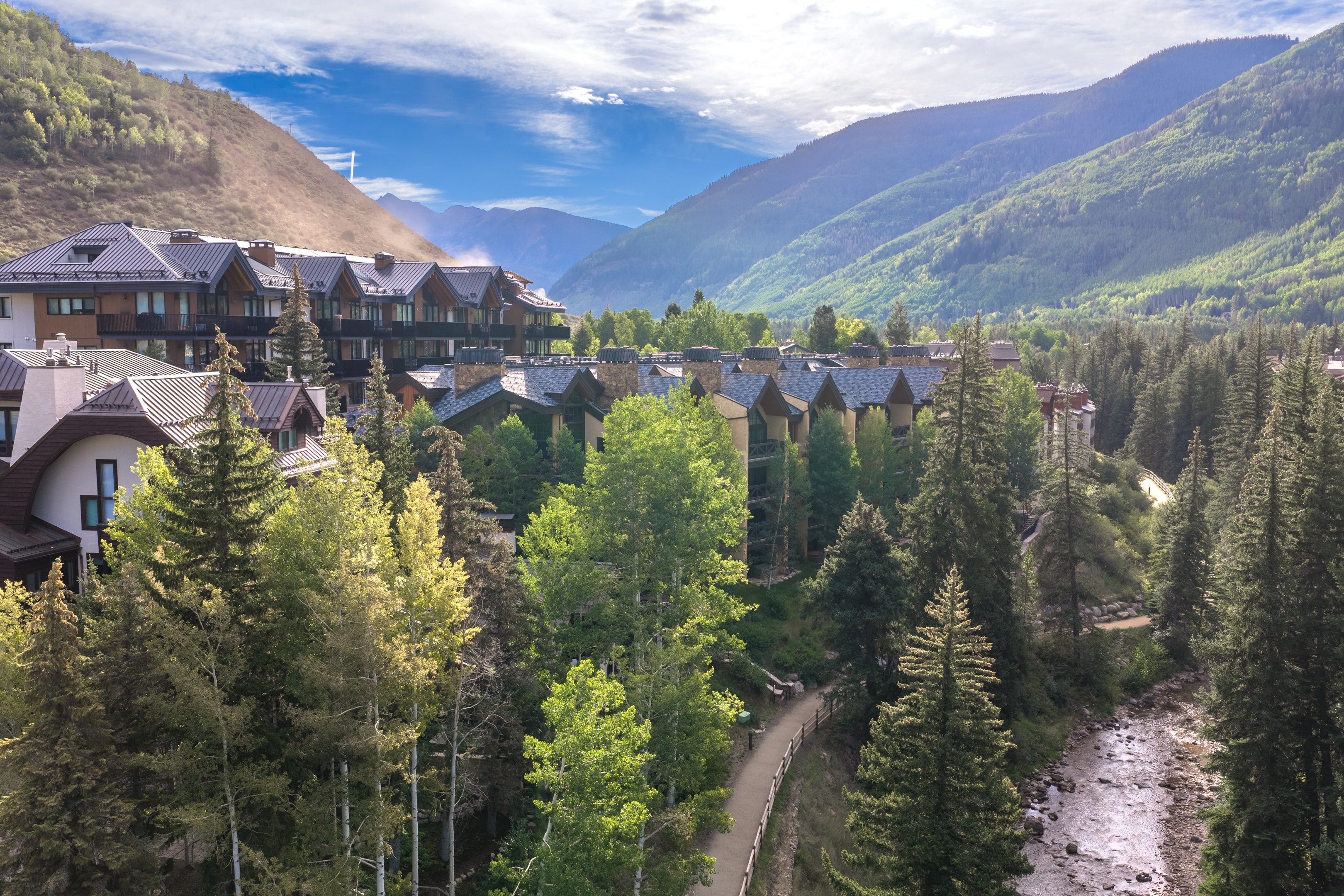 Gore Creek Trail and Vail Village aerial view